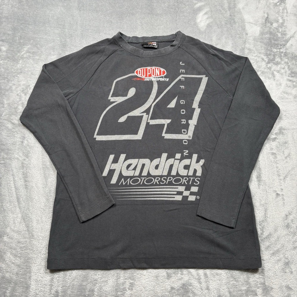 Chase Jeff Gordon 24 Black Long Sleeve Waffle Shirt Nascar Embroidered Large